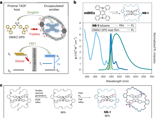 Suppression of Dexter transfer by covalent encapsulation for efficient matrix-free narrowband deep blue hyperfluorescent OLEDs